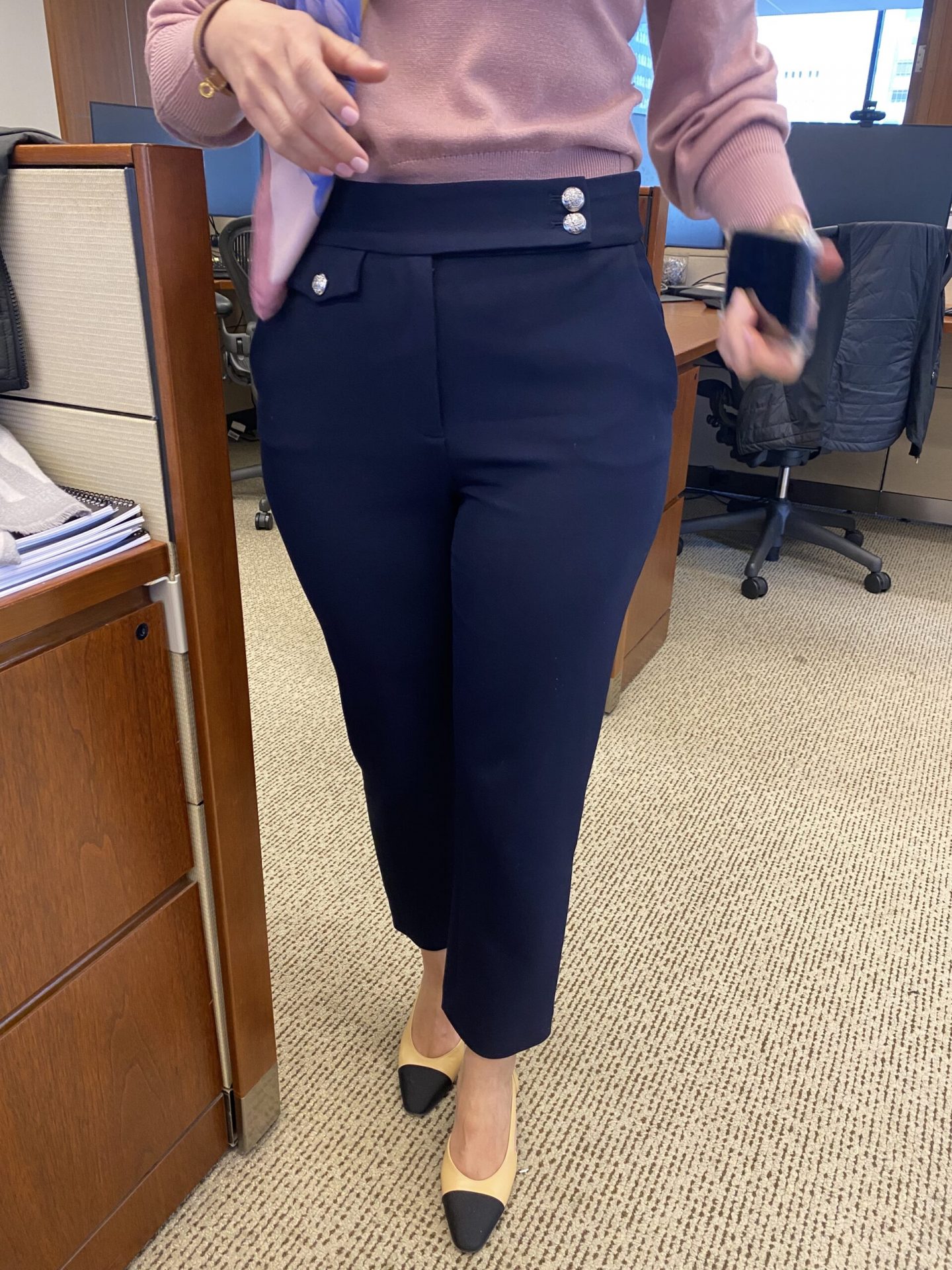 Veronica Beard Renzo Pant (Navy with Silver Buttons)