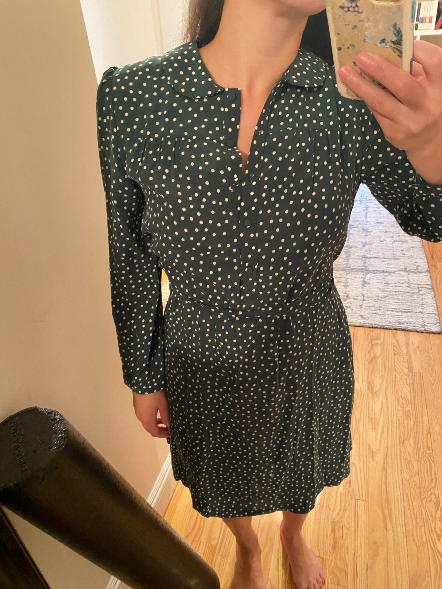 Cyrillus dot print dress in green polka dots review